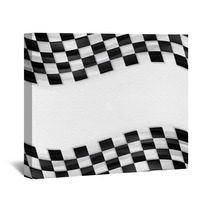 Finish Wavy Flag Design Black And White Squares Wall Art 97291143
