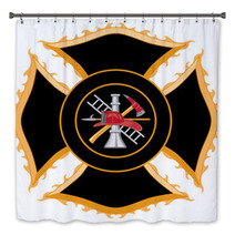 Fire Department Maltese Cross Symbol Bath Decor 29214104