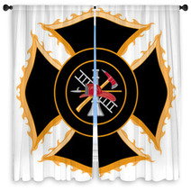 Fire Department Maltese Cross Symbol Window Curtains 29214104
