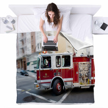 Fire Engine In A Big City Blankets 7251382