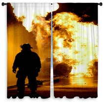 Fire Fighter And Flames Window Curtains 7005525