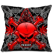 Fire Skull Tribal Tattoos Pillows 67571331