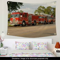 Fire Truck On Street In Late Evening Wall Art 3739192