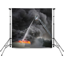 Firefighter And Burning House Backdrops 66227690