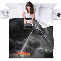 Firefighter And Burning House Blankets 66227690