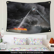 Firefighter And Burning House Wall Art 66227690
