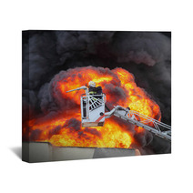 Firefighter And Burning House Wall Art 66227707