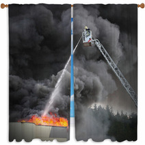 Firefighter And Burning House Window Curtains 66227690