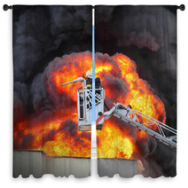 Firefighter And Burning House Window Curtains 66227707