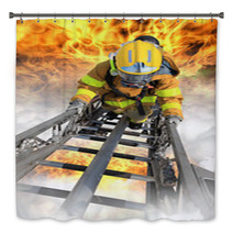Firefighter Ascends Upon A One Hundred Foot Ladder Bath Decor 51110465