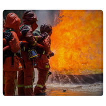 Firefighter Fighting For A Fire Attack During A Training Rugs 65688075