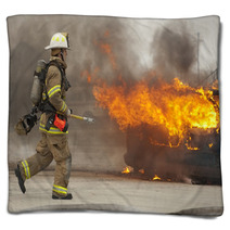 Firefighter In Action Blankets 15288820