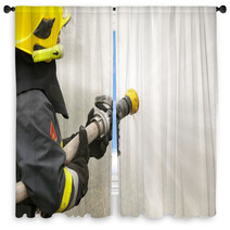 Firefighter In Action Window Curtains 58169183