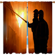 Firefighters At Work Window Curtains 52327578