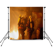 Firefighters Carrying An Accident Victim Backdrops 19274504