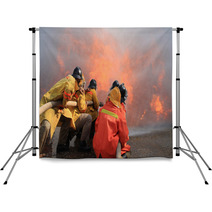 Firefighters Fighting Fire Backdrops 53567962