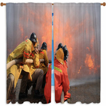 Firefighters Fighting Fire Window Curtains 53567962