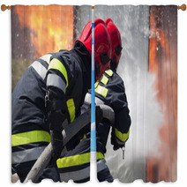 Firefighters In Action Window Curtains 42224219