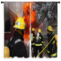 Firefighters In Action Window Curtains 5113946