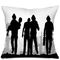 Firefighters Silhouette Pillows 132387472