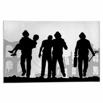 Firefighters Silhouette Rugs 132387472