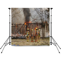 Firemen At Burning House Backdrops 20386648