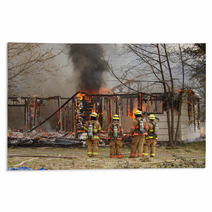 Firemen At Burning House Rugs 20386648