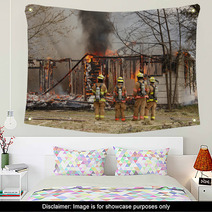 Firemen At Burning House Wall Art 20386648