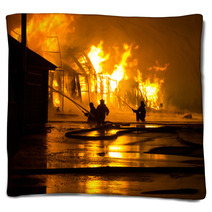 Firemen At Work Blankets 65653096