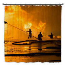 Firemen Silhouette At A Night Scene Bath Decor 64529915