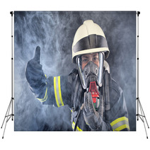 Firewoman In Fire Protection Suit Backdrops 52338501