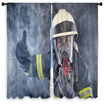 Firewoman In Fire Protection Suit Window Curtains 52338501