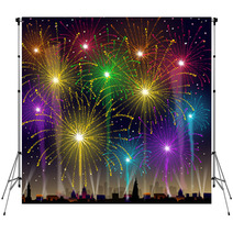 Fireworks On Cityscape-Vector Backdrops 58829764