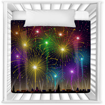 Fireworks On Cityscape-Vector Nursery Decor 58829764