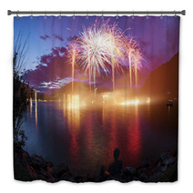 Fireworks On The Lugano Lake Bath Decor 66222171