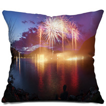 Fireworks On The Lugano Lake Pillows 66222171