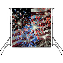 Fireworks Over Us Flag 2 Backdrops 638835
