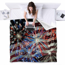 Fireworks Over Us Flag 2 Blankets 638835