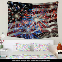 Fireworks Over Us Flag 2 Wall Art 638835