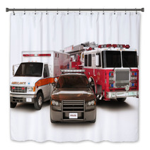 First Responder Vehicles Firetruck Ambulance Police Car Bath Decor 46917456