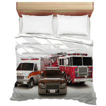 First Responder Vehicles Firetruck Ambulance Police Car Bedding 46917456