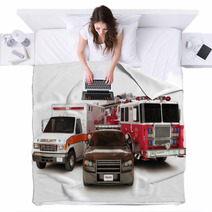 First Responder Vehicles Firetruck Ambulance Police Car Blankets 46917456