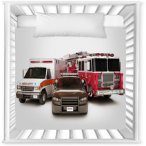 First Responder Vehicles Firetruck Ambulance Police Car Nursery Decor 46917456