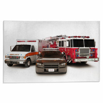 First Responder Vehicles Firetruck Ambulance Police Car Rugs 46917456