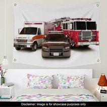 First Responder Vehicles Firetruck Ambulance Police Car Wall Art 46917456
