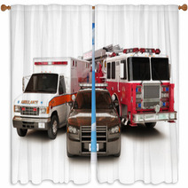 First Responder Vehicles Firetruck Ambulance Police Car Window Curtains 46917456