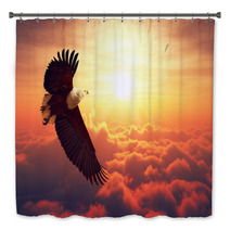 Fish Eagle Flying Above Clouds Bath Decor 96294084