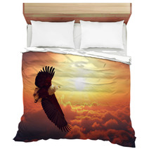 Fish Eagle Flying Above Clouds Bedding 96294084