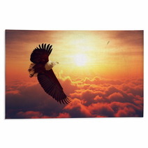 Fish Eagle Flying Above Clouds Rugs 96294084