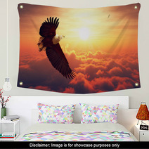 Fish Eagle Flying Above Clouds Wall Art 96294084
